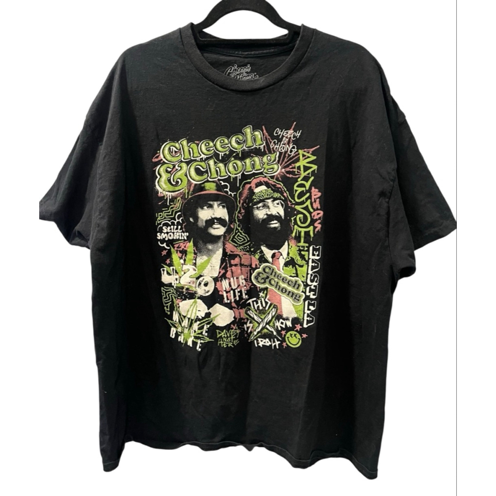 Cheech & Chong Crew Neck Size XXL Up In Smoke T-Shirt 2XL Casual Cotton Black